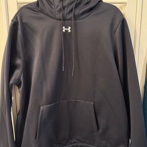 Under Armour Logo Pullover Hoodie Funnel Neck Women's Size XL Black EUC